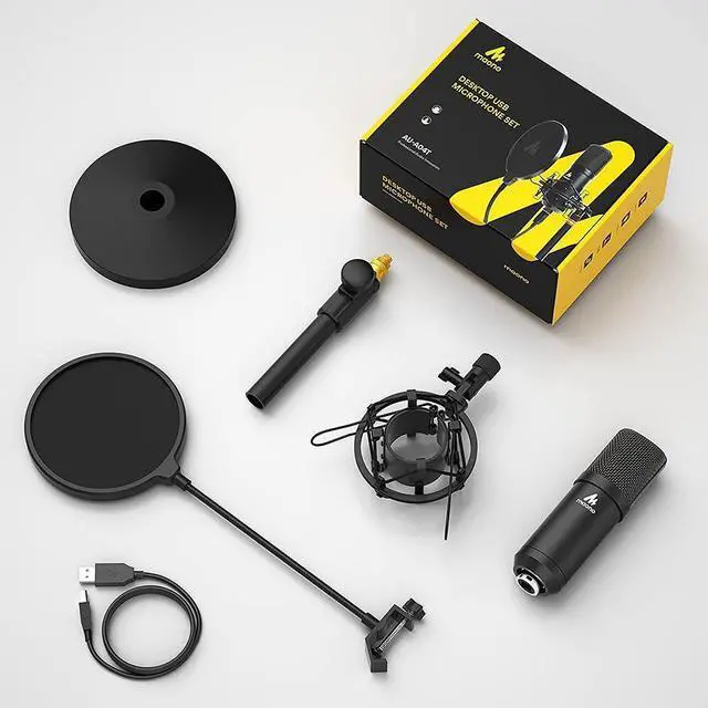 Alt view image 13 of 14 - USB Microphone Kit 192KHZ/24BIT AU-A04T PC Condenser Podcast Streaming Cardioid Mic Plug & Play for Computer, YouTube, Gaming Recording