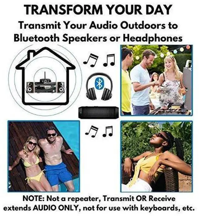 Alt view image 10 of 14 - Long Range Bluetooth Transmitter or Receiver, Audio Only for TV PC Stereo, Connect Speaker, Headphones, Phone, aptX Low Latency Wireless Adapter, Listen in HD No Delay Optical RCA 3.5mm (Home RTX 2.0)