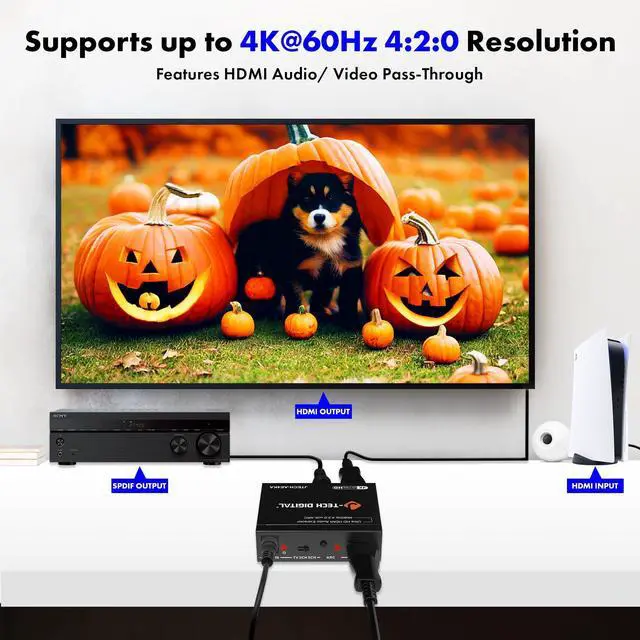 Alt view image 12 of 14 - HDMI Audio Extractor 4K 60Hz & ARC Support, HDMI to RCA Optical Compatible with Dolby Digital DTS Stereo for Laptop Blu-Ray Gaming Consoles (JTECH-AE4KA)