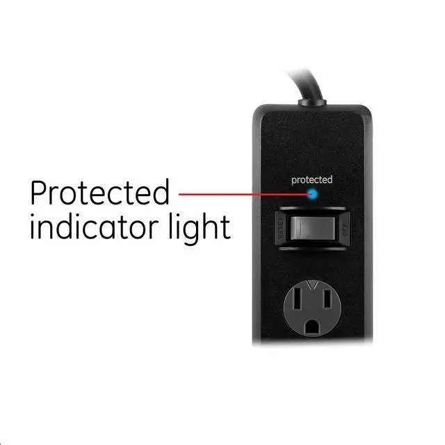 Alt view image 13 of 14 - 6-Outlet Surge Protector, 20 Ft Extension Cord, Power Strip, 800 Joules, Flat Plug, Twist-to-Close Safety Covers, Protected Indicator Light, UL Listed, Black, 50769
