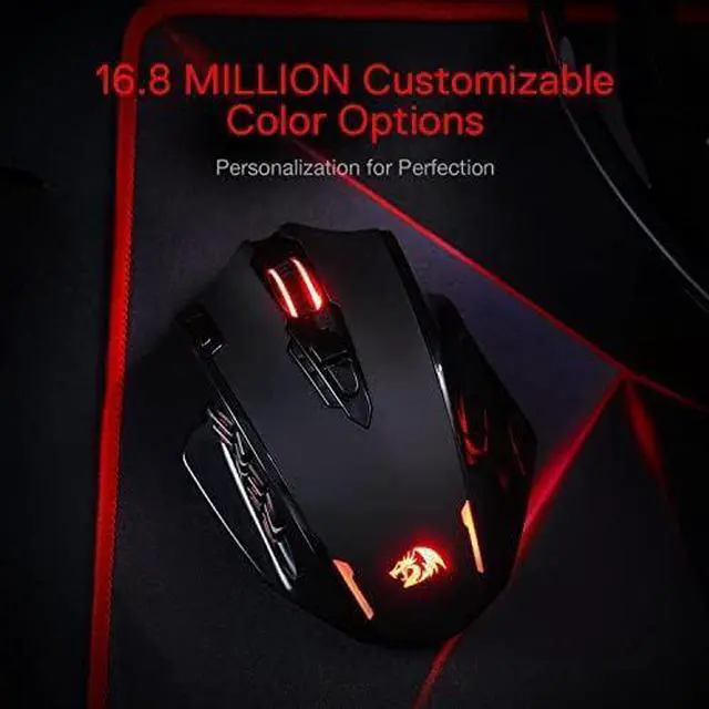 Alt view image 9 of 12 - M913 Impact Elite Wireless Gaming Mouse, 16000 DPI Wired/Wireless RGB Mouse with 16 Programmable Buttons, 45 Hr Battery and Pro Optical Sensor, 12 Side Buttons MMO Mouse
