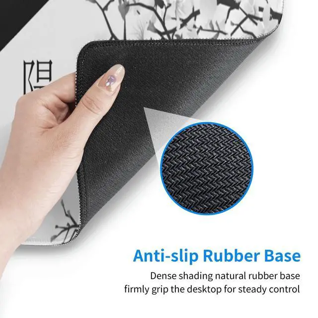 Alt view image 12 of 14 - Japanese Black White Cherry Blossom Gaming Mouse Pad XL Extended Large Mousepad with Nonslip Rubber Base Stitched Edges Laptop Computer Keyboard Desk Mat for Office Home Gamer