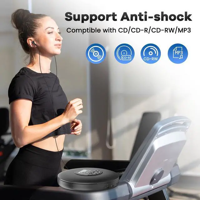 Alt view image 12 of 14 - Portable CD Player-Compact Discman CD Player-Personal Music Player with CD-R & CD-RW Playback Anti-Skip Protection, Programmable Tracks - Earphones Included
