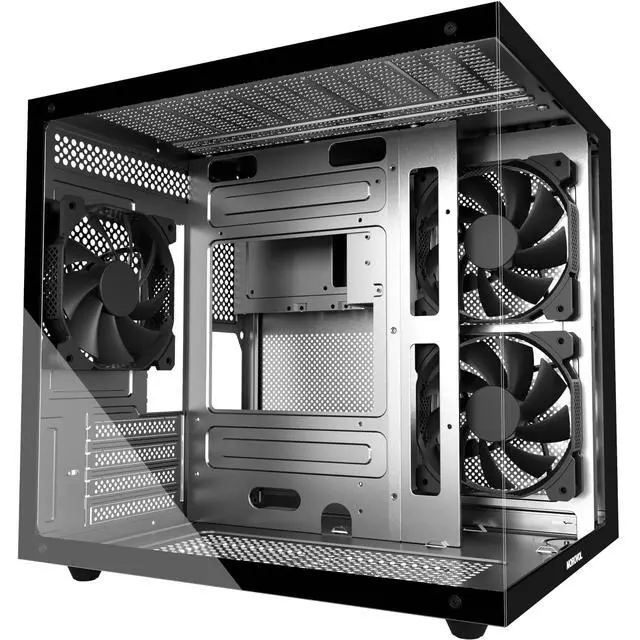 Alt view image 8 of 14 - MATX PC Case,270° Panoramic Tempered Glass Panel Gaming PC Case,3 Fans Pre-Installed Micro-ATX Computer Case,USB 3.0,Black(V3)