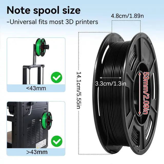 Alt view image 10 of 14 - 3D Printer Filament 250g 53mm Spool - 1.75mm High Precision Regular PLA Compatible with Bambu Lab A1 mini, Creality Ender-3 V3, FLASHFORGE, Black, White, Red, Green, Blue, Purple for Beginners