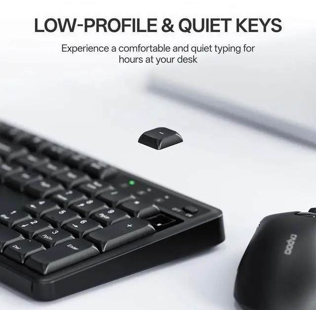 Alt view image 14 of 14 - X2100 Quiet Wireless Keyboard and Mouse Combo, 2.4GHz USB Receiver, 12 Multimedia Keys, Spill-Proof, Full-Sized, Compatible with PC, Laptop, Black