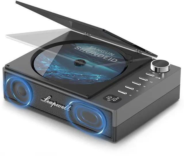 Alt view image 8 of 14 - CD Player Portable, Portable CD Player with Speakers Bluetooth Rechargeable, Small Compact Retro CD Players for Home, Personal Desktop CD Player with USB FM Black