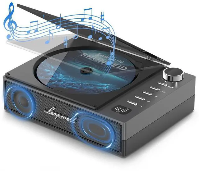 Alt view image 14 of 14 - CD Player Portable, Portable CD Player with Speakers Bluetooth Rechargeable, Small Compact Retro CD Players for Home, Personal Desktop CD Player with USB FM Black