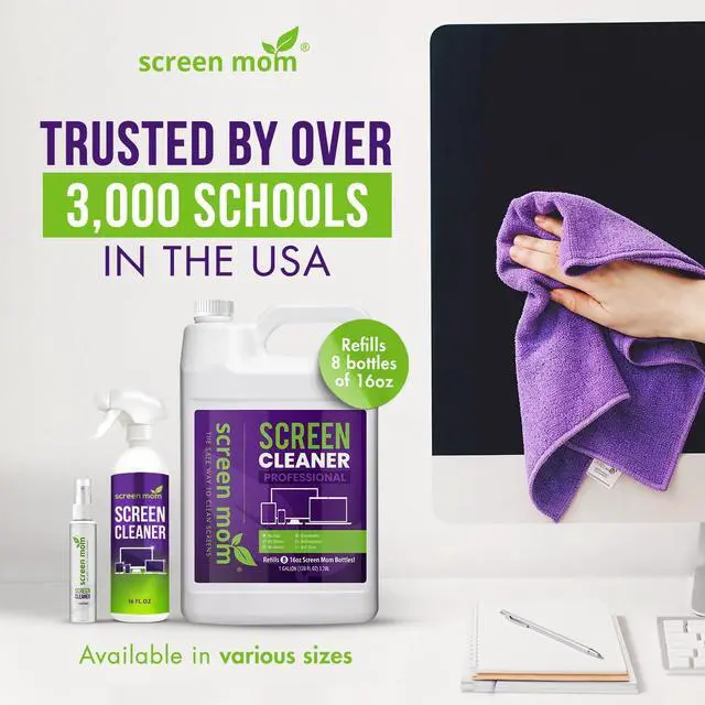 Alt view image 12 of 12 - Cleaner Spray and 4 Microfiber Cloths Bundle 8oz & 2oz, by Screen Mom, Eyeglasses or Monitor Screen Cleaner Spray and Wipe, Electronic Cleaner Spray, Car Screen Cleaning Kit