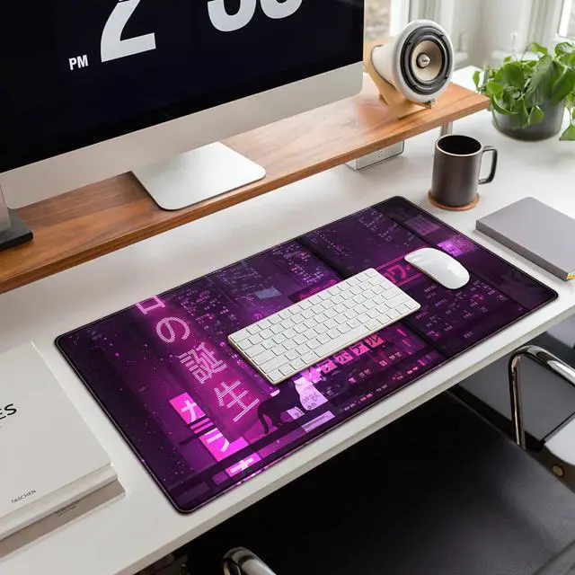 Alt view image 11 of 14 - Purple Gaming Mousepad Japanese Desk Mat XXL Extended Anime Cool Large Mouse Pad Keyboard Mouse Mat Desk Pad for Computer Laptop Gamers 31.5''X15.7'' Non-Slip Rubber Base with Stitched Edges