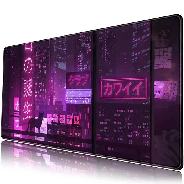 Alt view image 14 of 14 - Purple Gaming Mousepad Japanese Desk Mat XXL Extended Anime Cool Large Mouse Pad Keyboard Mouse Mat Desk Pad for Computer Laptop Gamers 31.5''X15.7'' Non-Slip Rubber Base with Stitched Edges