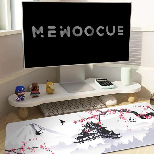 Alt view image 10 of 14 - Japanese Cherry Blossom Gaming Mouse Pad 31.5x11.8in Pink Full Desk Japanese Sakura Gaming Mouse Pad Large Non-Slip Rubber Base Waterproof Big Keyboard Mat with Stitched Edges for Game Office