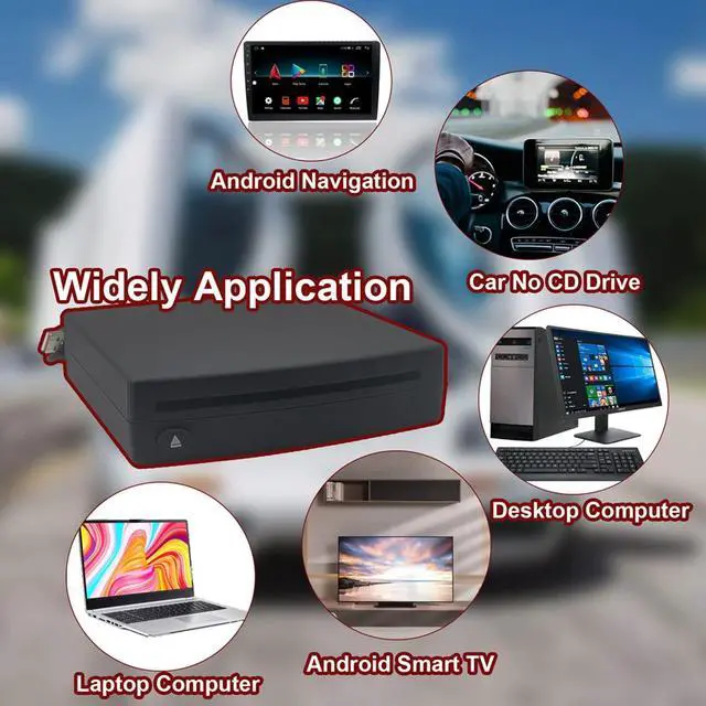 Alt view image 10 of 14 - External USB Car Universal CD Player,Vehicle CD Player for Car via USB Radio Connection Portable CD Player for Car Android Navigation with USB Port-Plug and Play