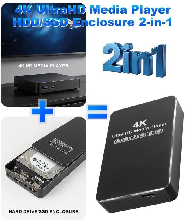 Alt view image 11 of 14 - 4K Digital Signage Media Player with Metal Case Built-in SSD / 2.5 Inch HDD Support, USB 3.0 Type-C, Auto Play & Loop, No Wi-Fi Needed, HDMI 4K H.265 Media Player for TV & Displays