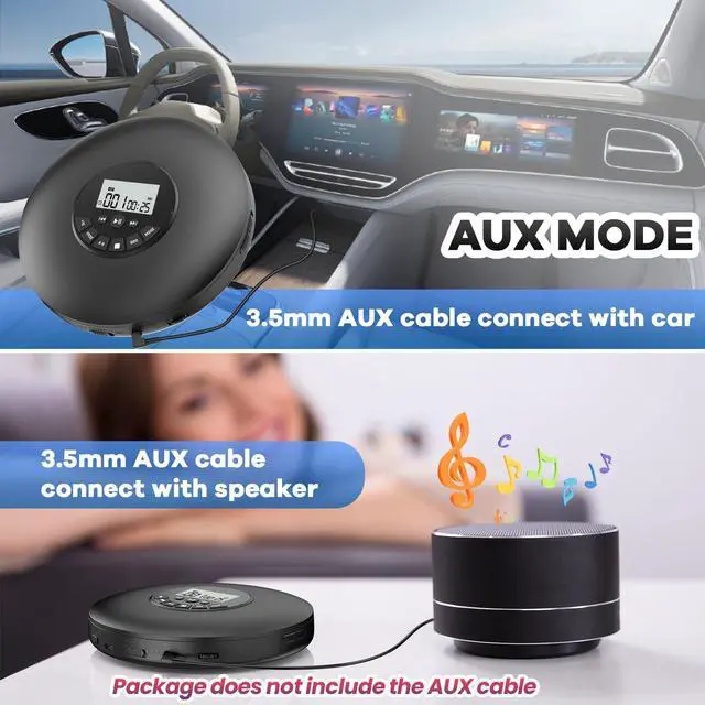 Alt view image 11 of 14 - Portable CD Player-Compact Discman CD Player-Personal Music Player with CD-R & CD-RW Playback Anti-Skip Protection, Programmable Tracks - Earphones Included