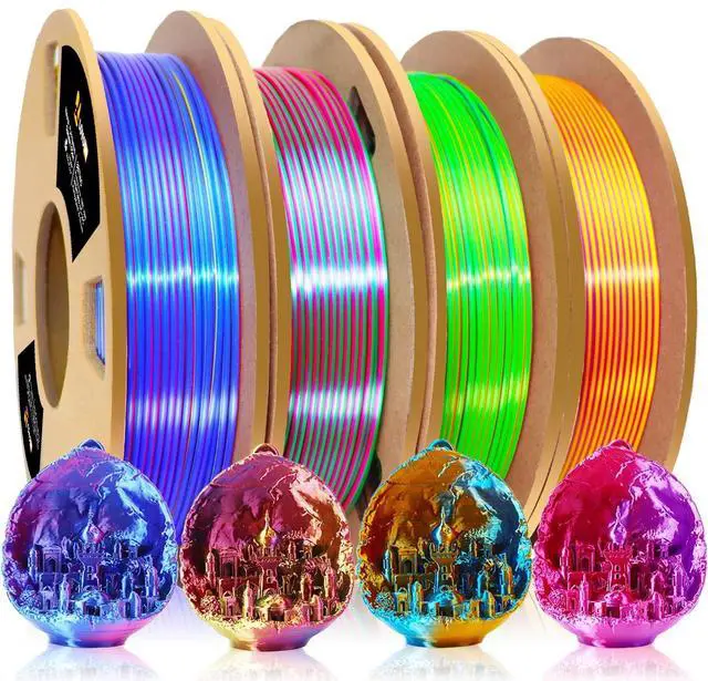 Alt view image 8 of 14 - 3D PLA Filament 1.75mm Bundle, Tricolor 3D Printer Filament Bundle, Rainbow Silk PLA Filament Bundle, PLA Filament for 3D Printer 3D Pen, Dimensional Accuracy +/-0.02mm, 200g x 4 Spools