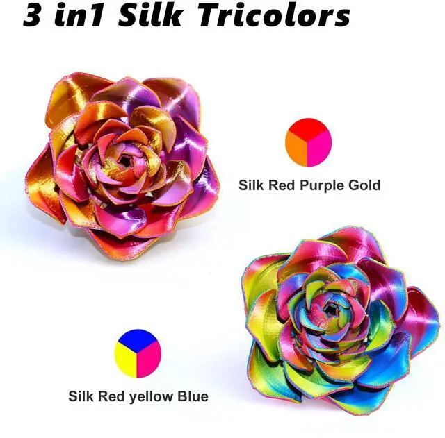 Alt view image 10 of 14 - 3D PLA Filament 1.75mm Bundle, Tricolor 3D Printer Filament Bundle, Rainbow Silk PLA Filament Bundle, PLA Filament for 3D Printer 3D Pen, Dimensional Accuracy +/-0.02mm, 200g x 4 Spools