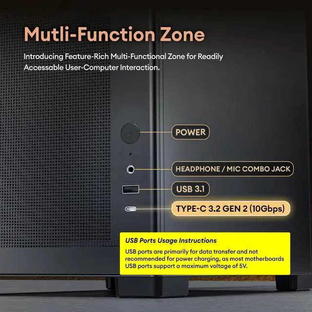 Alt view image 13 of 13 - 4 Micro ATX PC case, 2x120mm Reverse 3 Pin Fans & 1x120mm 3 Pin Fan Pre-Installed, 240mm Radiator Support, Compact MATX Case, Front Mounted PSU, MiniArt Series Black