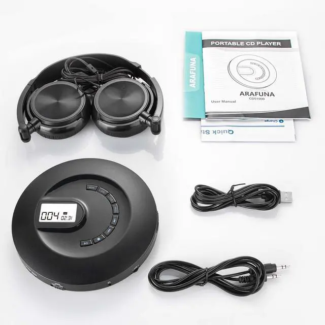 Alt view image 14 of 14 - CD Player Portable, Rechargeable Portable CD Player for Home Car and Travel with Headphone and Anti-Skip/Shockproof, Compact Player with LCD Display, AUX Cable, Backlight