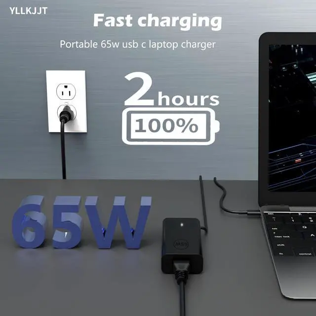 Alt view image 9 of 14 - 60W 65W USB Type C Power Adapter Compatible with Dell Laptop Charger USB C Pro 13 14 16 Plus Latitude 5420 5450 5540 5550 3540 3550 7420 7440 5530 5520 7410 Computer XPS 13 Chromebook Cord