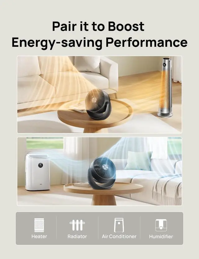 Alt view image 14 of 14 - Fan for Bedroom, Table Air Circulator for Whole Room, 11 Inch, 60ft Strong Airflow, 120° adjustable tilt, 20db Low Noise, Quiet, 3 Speeds, 2025 New Desk Fan for Office, Kitchen, Home
