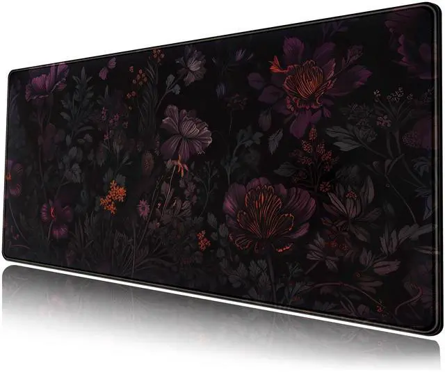 Alt view image 8 of 14 - Dark Cottagecore Desk Mat Black Purple Flower XL Mouse Pad Large Gaming Mousepad Extended Vintage Aesthetic Desk Pad Keyboard Mouse Mat 31.5 x 11.8 in for Work Game Office Decor