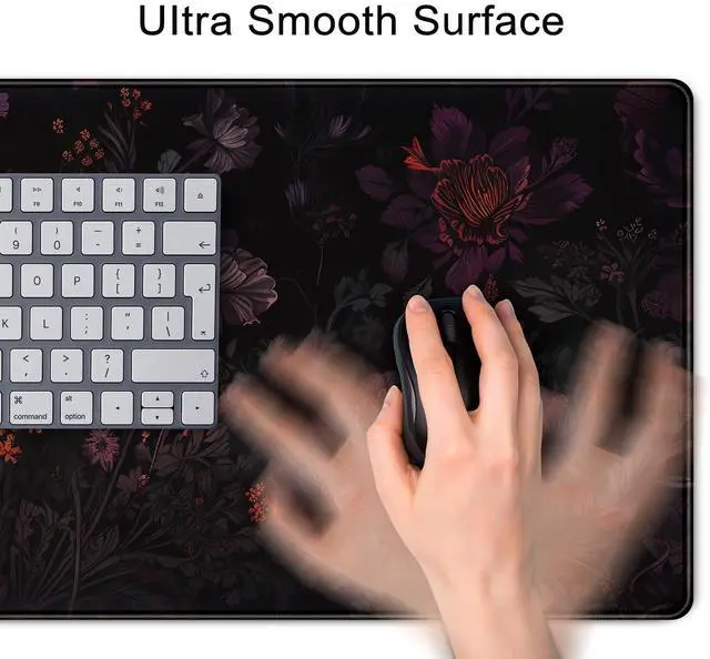 Alt view image 13 of 14 - Dark Cottagecore Desk Mat Black Purple Flower XL Mouse Pad Large Gaming Mousepad Extended Vintage Aesthetic Desk Pad Keyboard Mouse Mat 31.5 x 11.8 in for Work Game Office Decor