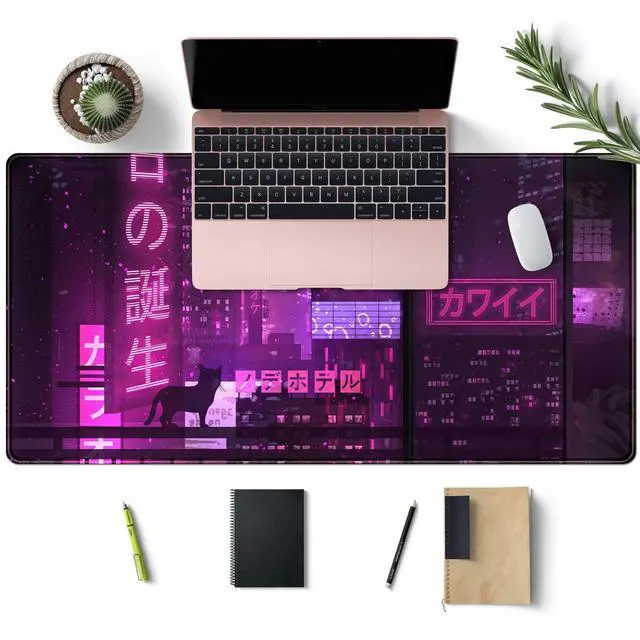 Alt view image 10 of 14 - Purple Gaming Mousepad Japanese Desk Mat XXL Extended Anime Cool Large Mouse Pad Keyboard Mouse Mat Desk Pad for Computer Laptop Gamers 31.5''X15.7'' Non-Slip Rubber Base with Stitched Edges