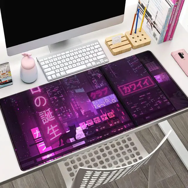 Alt view image 9 of 14 - Purple Gaming Mousepad Japanese Desk Mat XXL Extended Anime Cool Large Mouse Pad Keyboard Mouse Mat Desk Pad for Computer Laptop Gamers 31.5''X15.7'' Non-Slip Rubber Base with Stitched Edges