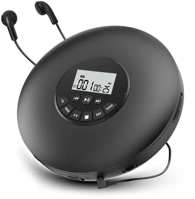 Alt view image 8 of 14 - Portable CD Player-Compact Discman CD Player-Personal Music Player with CD-R & CD-RW Playback Anti-Skip Protection, Programmable Tracks - Earphones Included