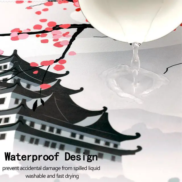Alt view image 12 of 14 - Japanese Cherry Blossom Gaming Mouse Pad 31.5x11.8in Pink Full Desk Japanese Sakura Gaming Mouse Pad Large Non-Slip Rubber Base Waterproof Big Keyboard Mat with Stitched Edges for Game Office