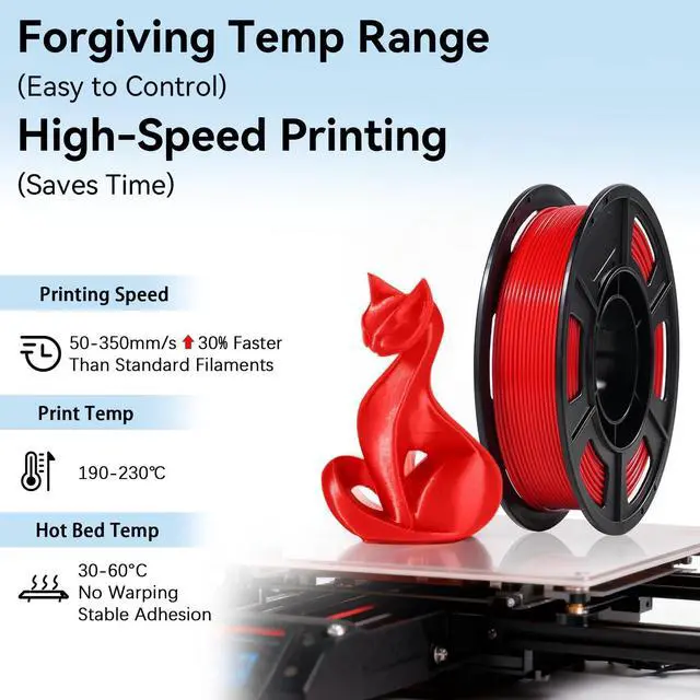 Alt view image 13 of 14 - 3D Printer Filament 250g 53mm Spool - 1.75mm High Precision Regular PLA Compatible with Bambu Lab A1 mini, Creality Ender-3 V3, FLASHFORGE, Black, White, Red, Green, Blue, Purple for Beginners