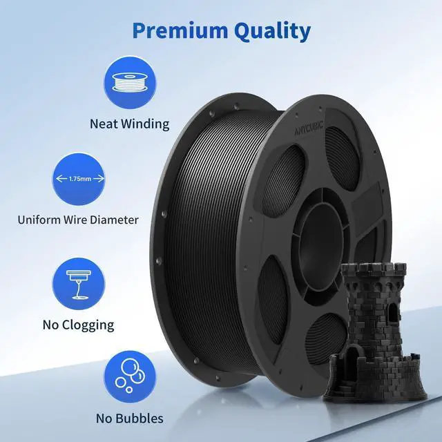 Alt view image 9 of 14 - PLA Filament 1.75mm Bundle, 3D Printing PLA Filament 1.75mm Dimensional Accuracy +/- 0.02mm, 1KG Spool (2.2 lbs), 2KG Black+Black