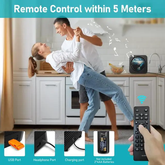 Alt view image 9 of 12 - CD Player Bluetooth Desktop CD Player with Speakers for Home Portable Music CD Players with RC, LED Display, FM Radio, Timer, Support Headphone/USB/TF/AUX Playback