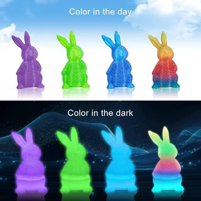 Alt view image 8 of 12 - 3D Printer Filament Bundle, Glow in The Dark Filament Multicolor, Green, Blue, Purple and Rainbow, PLA Filament 1.75 mm, Dimensional Accuracy +/- 0.03 mm, 250g X 4 Pack