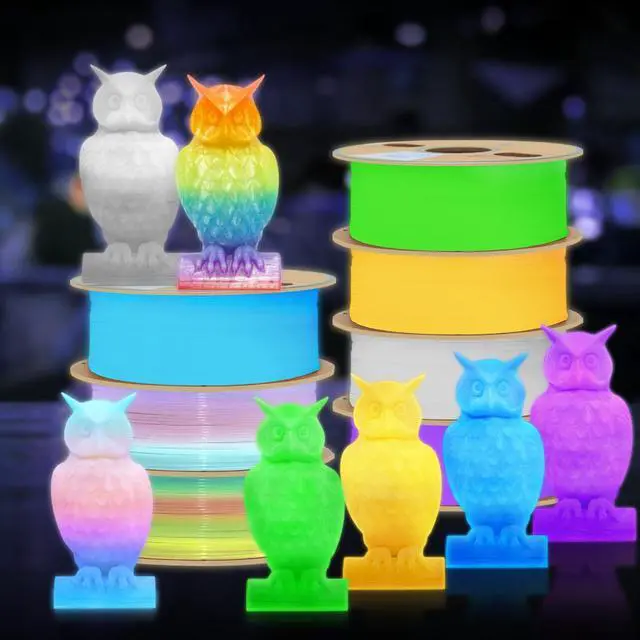 Alt view image 11 of 12 - 3D Printer Filament Bundle, Glow in The Dark Filament Multicolor, Green, Blue, Purple and Rainbow, PLA Filament 1.75 mm, Dimensional Accuracy +/- 0.03 mm, 250g X 4 Pack