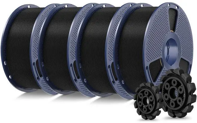 Alt view image 8 of 14 - PLA+2.0 3D Printer Filament Bundle, 4KG Upgrade PLA+ Filament 1.75mm, Tougher and Stronger, Dimensional Accuracy +/-0.02mm, 1KG per Spool, 4 Packs, 4KG Total, Black
