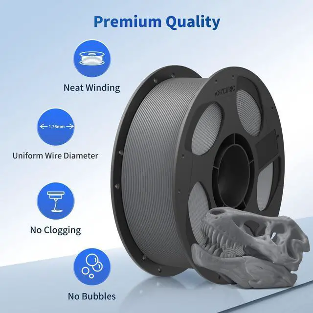 Alt view image 9 of 14 - PLA 3D Printer Filament, 3D Printing PLA Filament 1.75mm Dimensional Accuracy +/- 0.02mm, 1KG Spool (2.2 lbs), Texture Grey