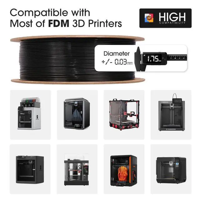 Alt view image 12 of 14 - PLA+ Filament 1.75mm, 3D Printer Filament PLA Plus, Dimensional Accuracy +/- 0.03mm, 1KG Spool (2.2 LBS) 3D Printing Filament for 3D Printers, Cold White