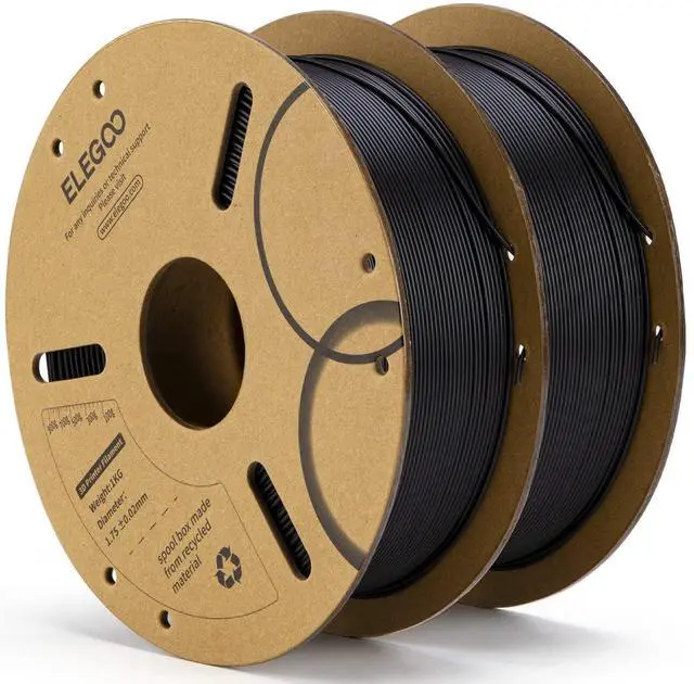 Alt view image 8 of 14 - PLA Filament 1.75mm Black 2KG, 3D Printer Filament Dimensional Accuracy +/- 0.02mm, 2 Pack 1kg Cardboard Spool(2.2lbs) 3D Printing Filament Fits for Most FDM 3D Printers