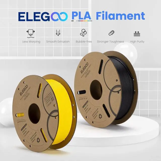 Alt view image 9 of 14 - PLA Filament 1.75mm Black 2KG, 3D Printer Filament Dimensional Accuracy +/- 0.02mm, 2 Pack 1kg Cardboard Spool(2.2lbs) 3D Printing Filament Fits for Most FDM 3D Printers