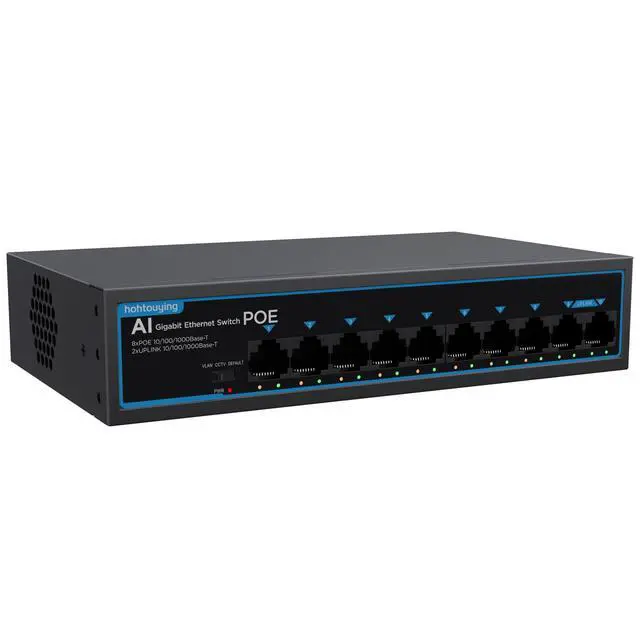 Alt view image 8 of 14 - 8 Port Gigabit PoE Switch with 2 Gigabit Uplink, 1000Mbps, 802.3af/at, 120W Built-in Power, Vlan, Unmanaged Metal Plug and Play,Ideal for NVR and Power Over Ethernet IP Cameras