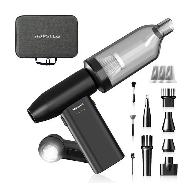 Alt view image 8 of 14 - Electric Compressed Air Duster Mini Blower Cordless with Computer Vacuum Cleaner kit Lighting 180,000 RPM 5 Speed Handheld 3 in 1 USB-C for pc Keyboards Home Car BBQ Grill