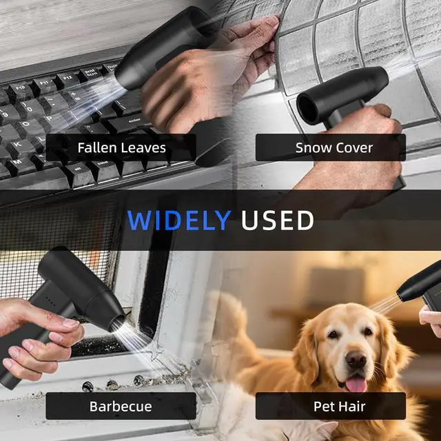 Alt view image 12 of 14 - Electric Compressed Air Duster Mini Blower Cordless with Computer Vacuum Cleaner kit Lighting 180,000 RPM 5 Speed Handheld 3 in 1 USB-C for pc Keyboards Home Car BBQ Grill