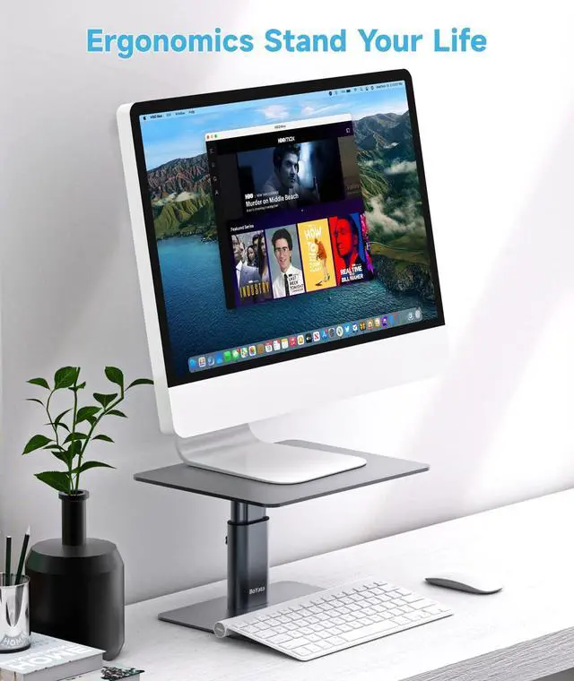 Alt view image 9 of 14 - Monitor Stand, Adjustable Monitor Riser Metal Computer Stand Compatible with TV, PC, Laptop, Computer, iMac, and All Screen Display-Space Grey