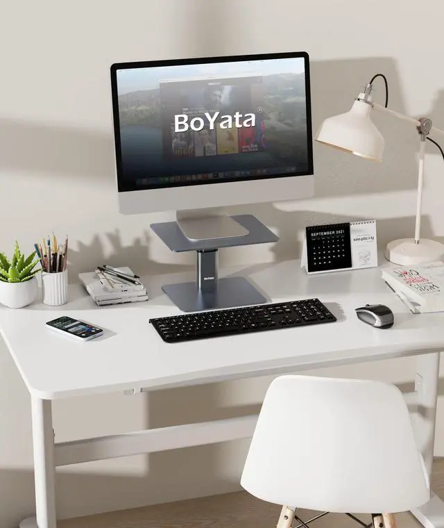 Alt view image 14 of 14 - Monitor Stand, Adjustable Monitor Riser Metal Computer Stand Compatible with TV, PC, Laptop, Computer, iMac, and All Screen Display-Space Grey