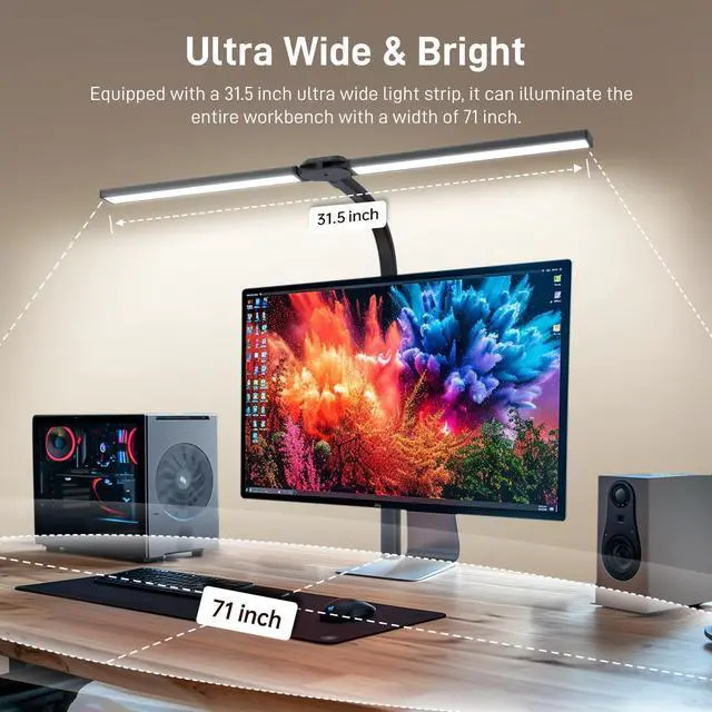 Alt view image 9 of 14 - LED Desk Lamp for Home Office, Eye-Caring Desk Light with Clamp, 24W Double Head Architect Task Lamp Stepless Dimming, Flexible Gooseneck Bright Table Lamp for Study Reading Workbench Drafting