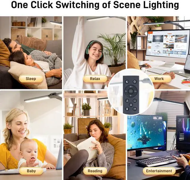 Alt view image 13 of 14 - LED Desk Lamp for Home Office, Eye-Caring Desk Light with Clamp, 24W Double Head Architect Task Lamp Stepless Dimming, Flexible Gooseneck Bright Table Lamp for Study Reading Workbench Drafting