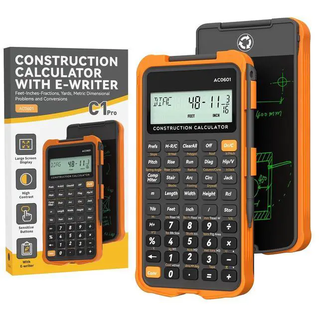 Alt view image 8 of 14 - Construction Calculator with Writing Tablet Industrial & Scientific Engineering Calculator for Contractor, Concrete Pocket Feet-inch-Fraction Calculators for Carpenter, Framer, Remodeler