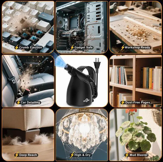 Alt view image 13 of 14 - Compressed Air Duster-110000RPM Super Power Electric Air Duster for Cleaning Dust, Hairs, Crumbs, Scraps for Laptop, Computer, Replaces Compressed Air Cans & Canned Air (Jet-Black